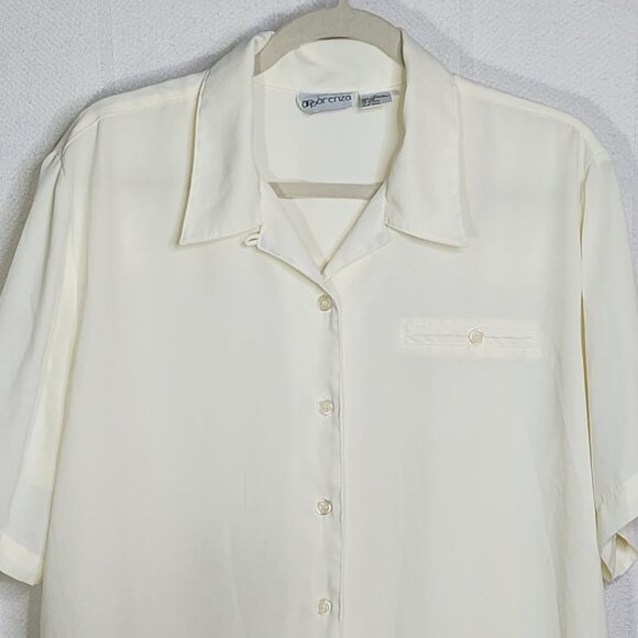 Apparenza Whipped Butter Yellow Poly SS Button Up Chest Pocket Blouse Size 1X - Picture 4 of 16